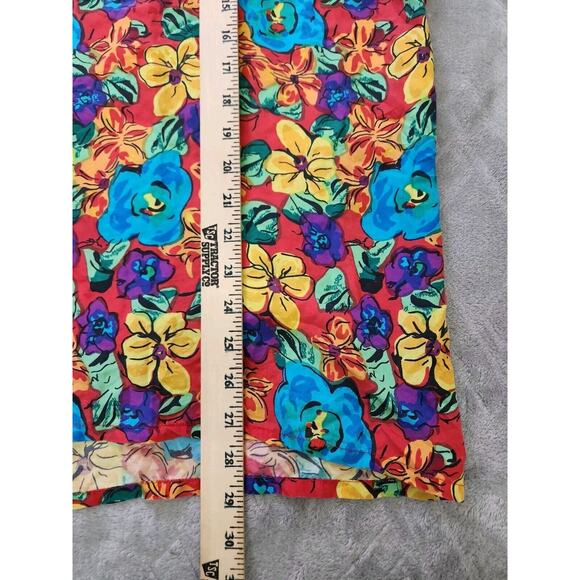 Vintage Silk Exchange 100% Silk Floral Tropical Hawaiian Ruffled Blouse Large - Picture 8 of 11